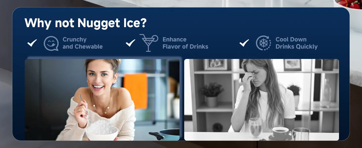 Countertop Chewable Ice Maker,Self-cleaning,Portable Ice Maker For Nugget Ice,High-efficiency Ice Making,Home,Office,Pet Cooling