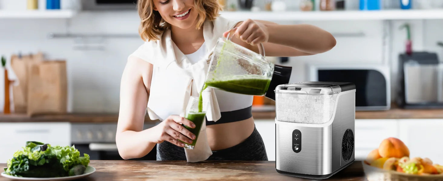 Countertop Chewable Ice Maker,Self-cleaning,Portable Ice Maker For Nugget Ice,High-efficiency Ice Making,Home,Office,Pet Cooling