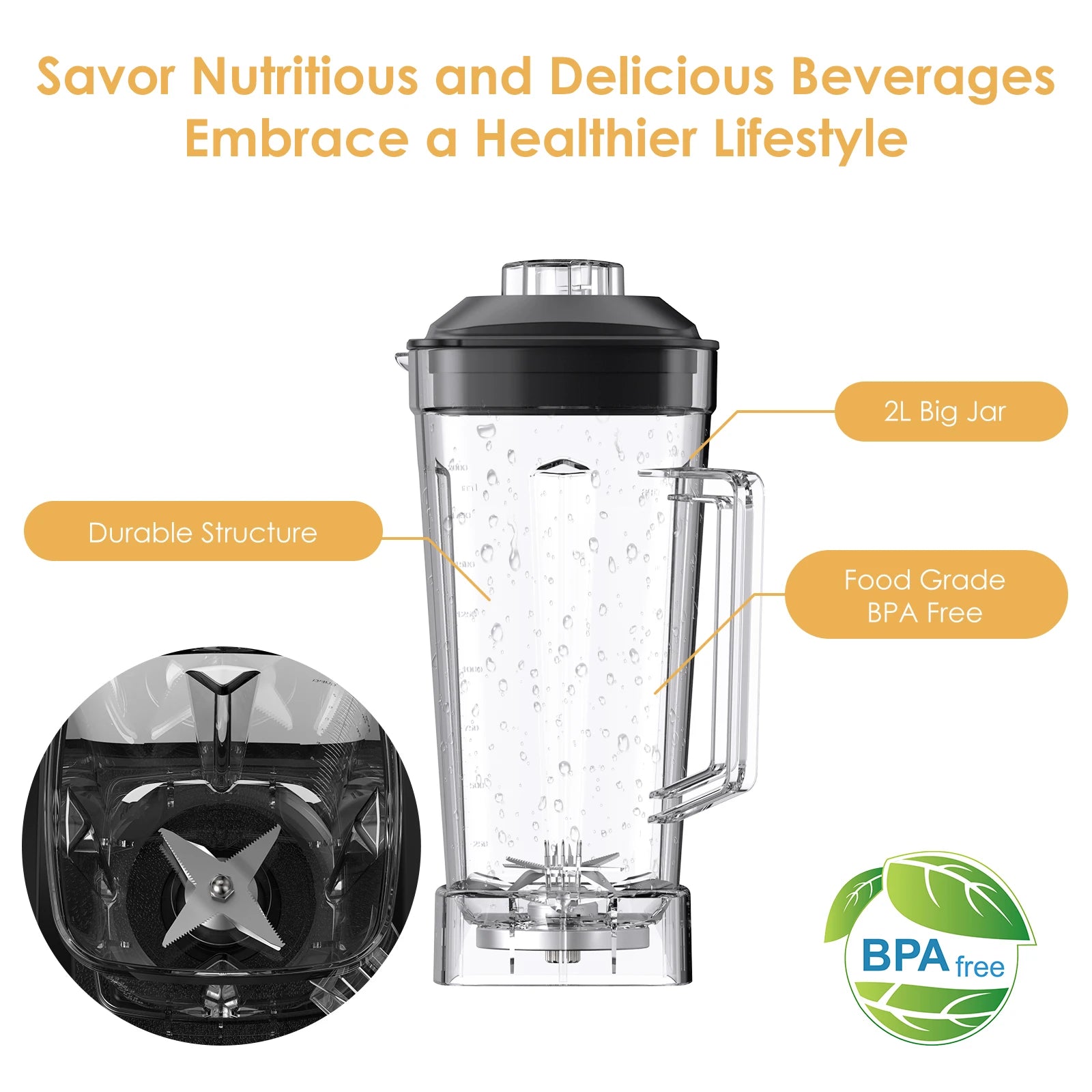 BPA Free 3HP 2200W Heavy Duty Grade Blender Mixer Juicer High Power Food Processor Ice Smoothie Bar Fruit Blender