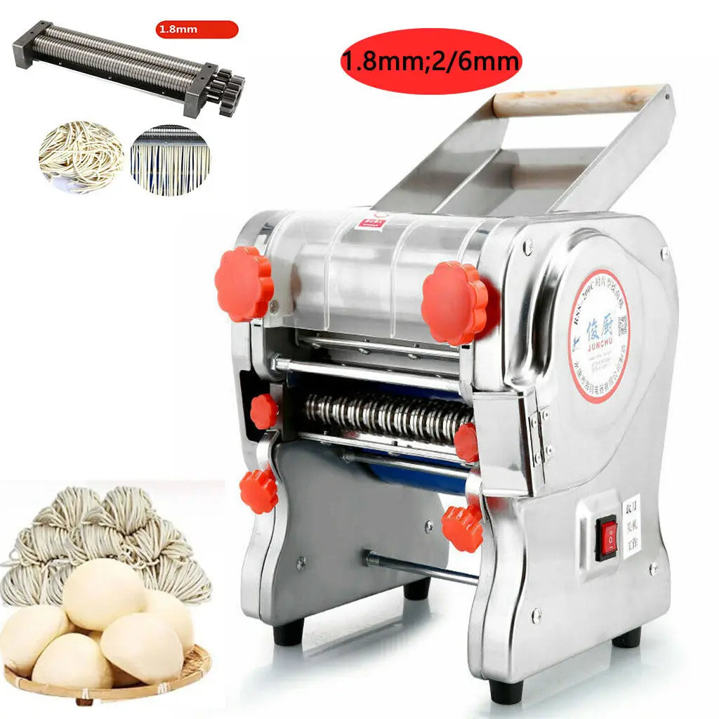 550W Electric Pasta Maker Noodle Machine Dumpling Skin Roller Steel  Full Stainless Steel Dual Knife Noodle Maker For Commercial