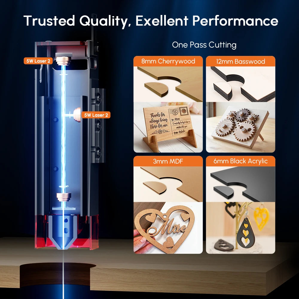 AlgoLaser 10W Optical Power Laser Engraver Module, Higher Accuracy Laser Engraver Head for Cutter & Engraver Machine