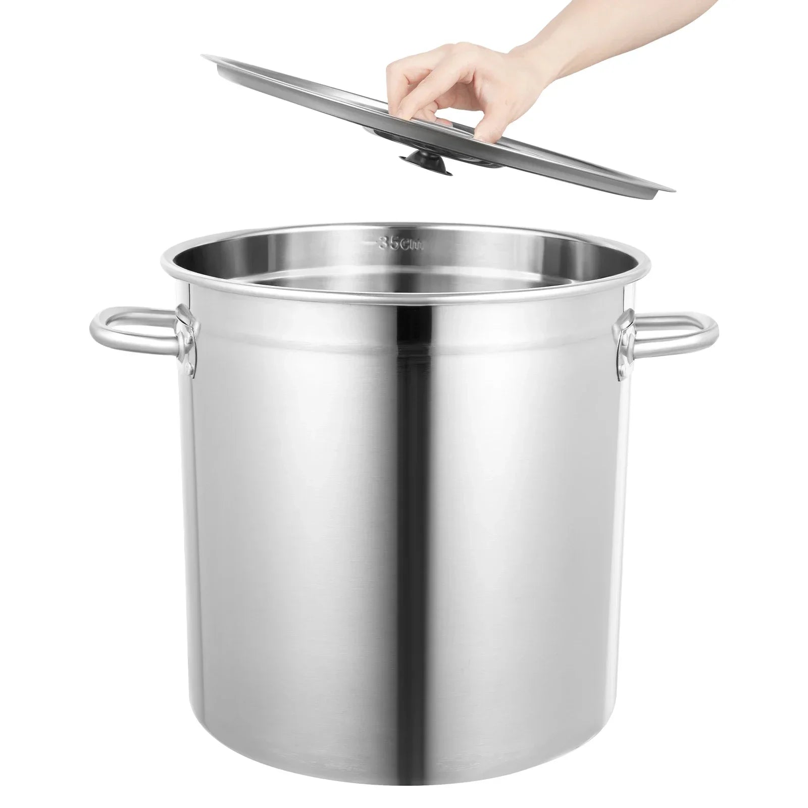 Milk Can 35L – Food-Grade Stockpot with Lid, Compatible with Induction and Gas Stoves,Thermal Insulation Design,Thickened Bottom