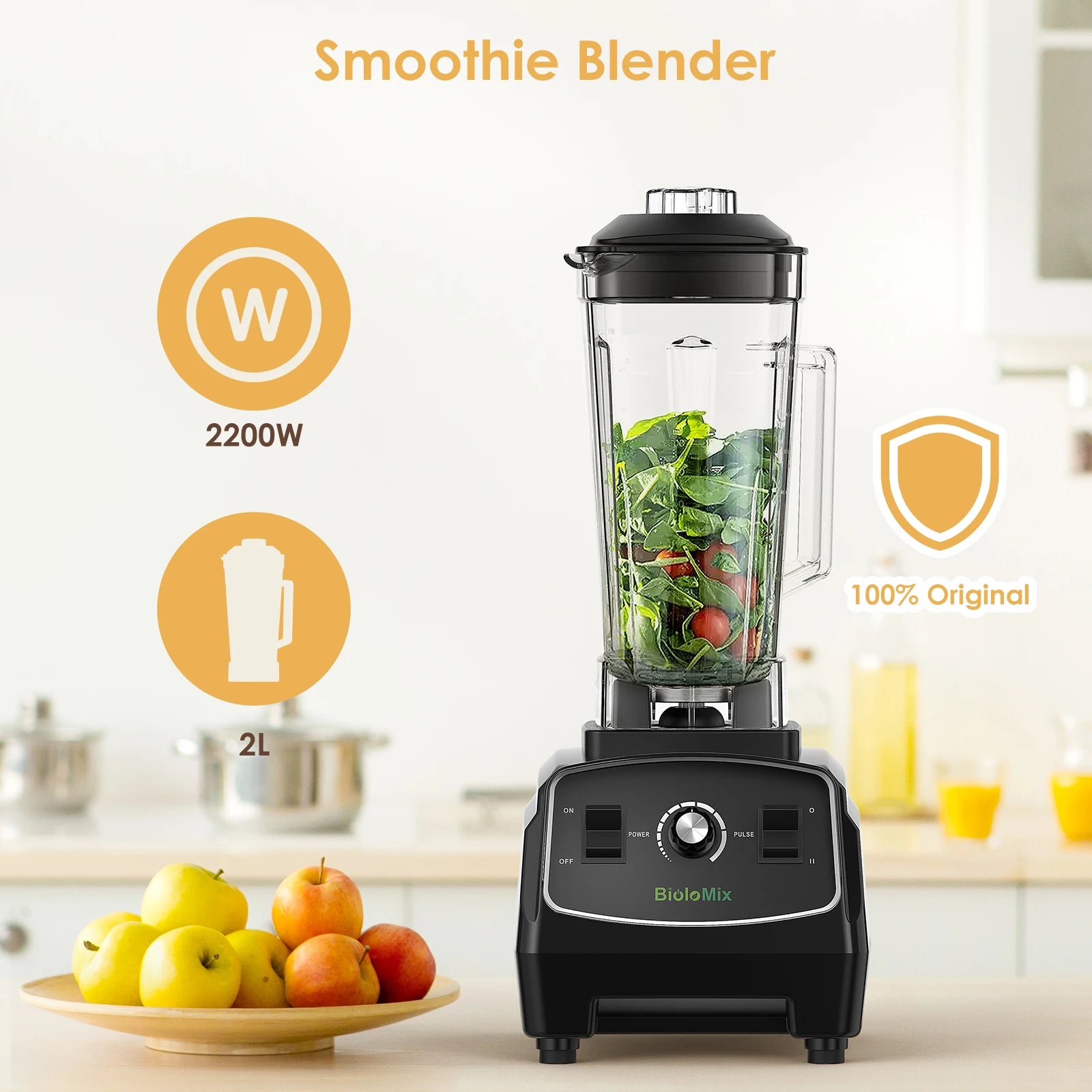 BPA Free 3HP 2200W Heavy Duty Grade Blender Mixer Juicer High Power Food Processor Ice Smoothie Bar Fruit Blender