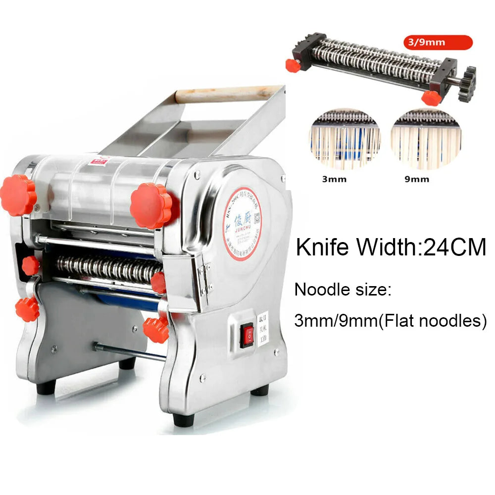550W Electric Pasta Maker Noodle Machine Dumpling Skin Roller Steel  Full Stainless Steel Dual Knife Noodle Maker For Commercial