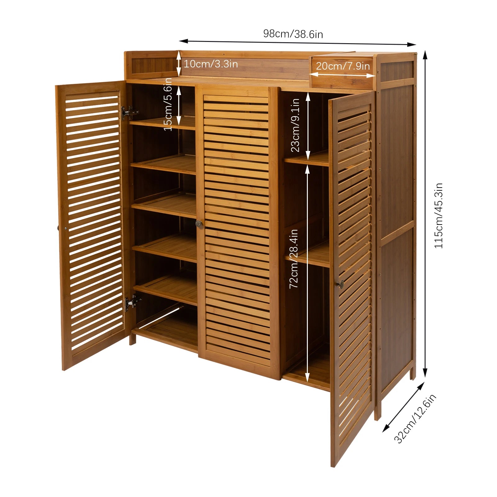 115cm Shoe Cabinet with Doors 30 Pairs Shoes Shoes Rack Home Storage Cabinet for Hall Entrance Corridor Livingroom Bedroom