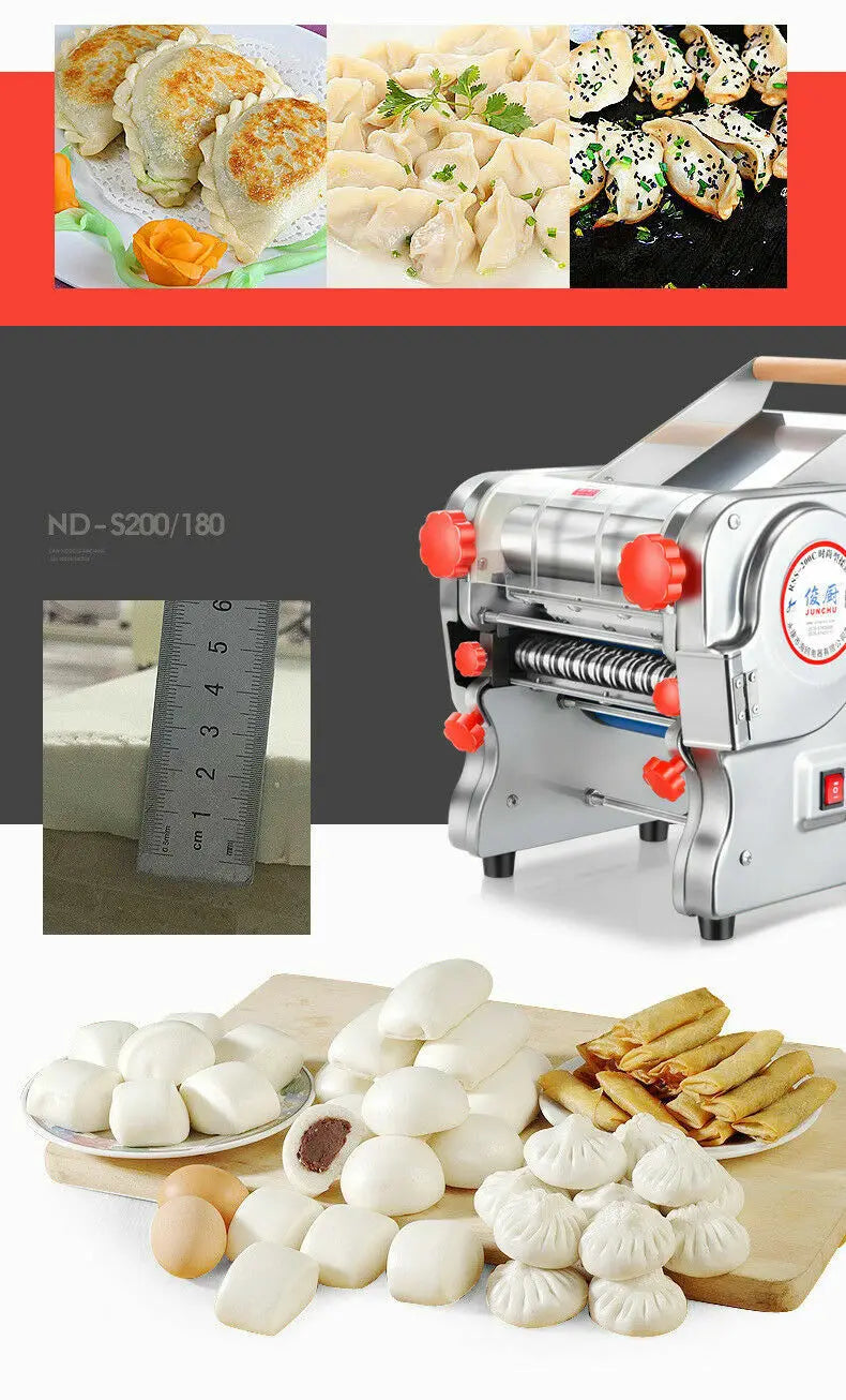 550W Electric Pasta Maker Noodle Machine Dumpling Skin Roller Steel  Full Stainless Steel Dual Knife Noodle Maker For Commercial