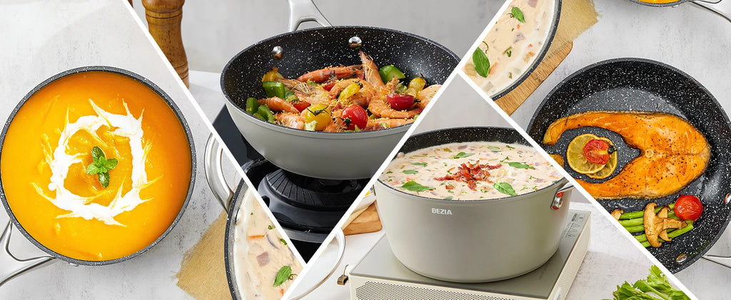 Induction Cookware Nonstick, 10-Piece, BEZIA Pots and Pans Set for Induction Cooktop, Compatible with All Stoves