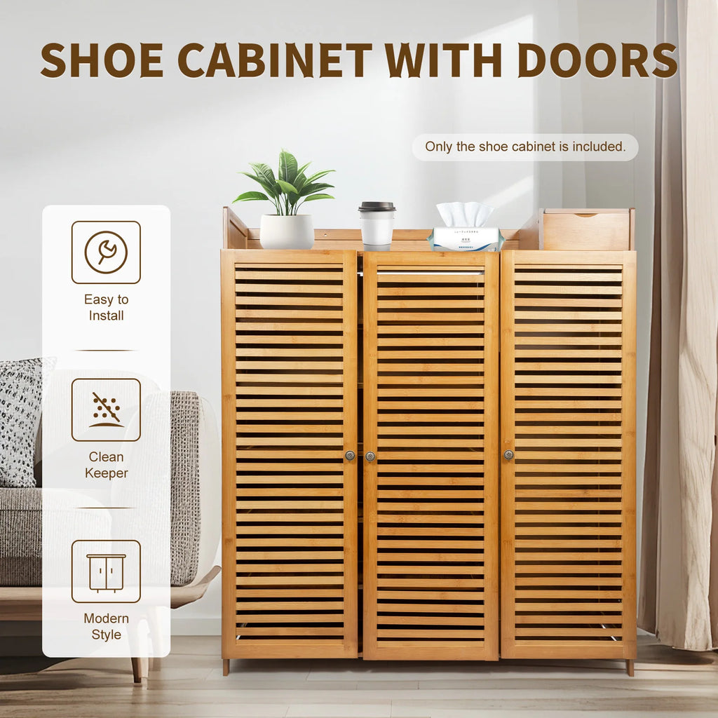 115cm Shoe Cabinet with Doors 30 Pairs Shoes Shoes Rack Home Storage Cabinet for Hall Entrance Corridor Livingroom Bedroom