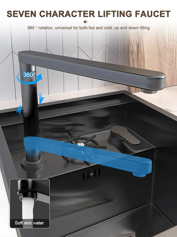 Stainless Steel Hidden Kitchen Sink With Lid Balcony Bar Apartment Small Single Slot Household Save Space Mini Wash Dish Basin