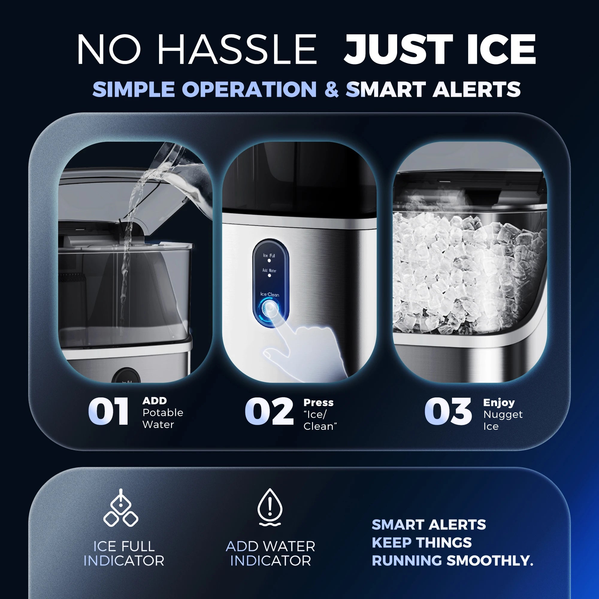 Countertop Chewable Ice Maker,Self-cleaning,Portable Ice Maker For Nugget Ice,High-efficiency Ice Making,Home,Office,Pet Cooling