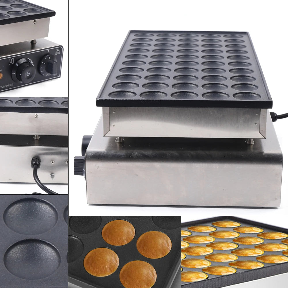 50-hole Muffin Making Machine, 1800W Nonstick Electric Muffin Maker, Mini Dutch Pancake Baker Maker Iron Machine