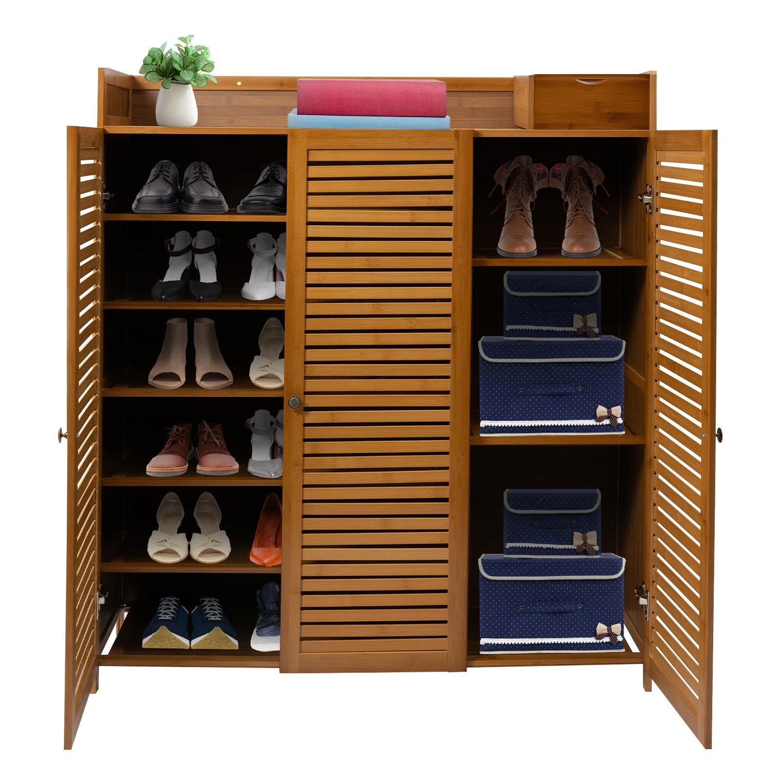 115cm Shoe Cabinet with Doors 30 Pairs Shoes Shoes Rack Home Storage Cabinet for Hall Entrance Corridor Livingroom Bedroom