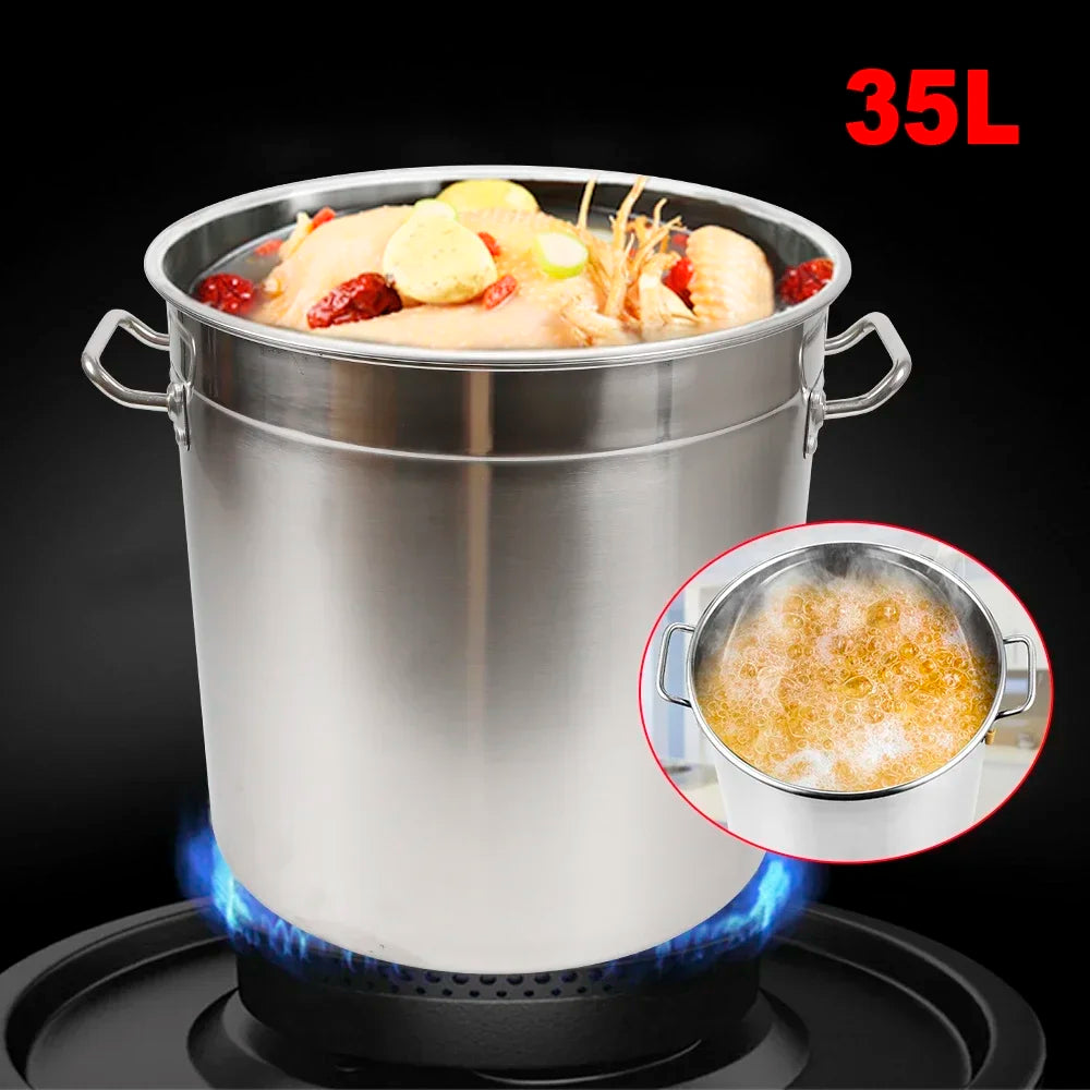 Milk Can 35L – Food-Grade Stockpot with Lid, Compatible with Induction and Gas Stoves,Thermal Insulation Design,Thickened Bottom