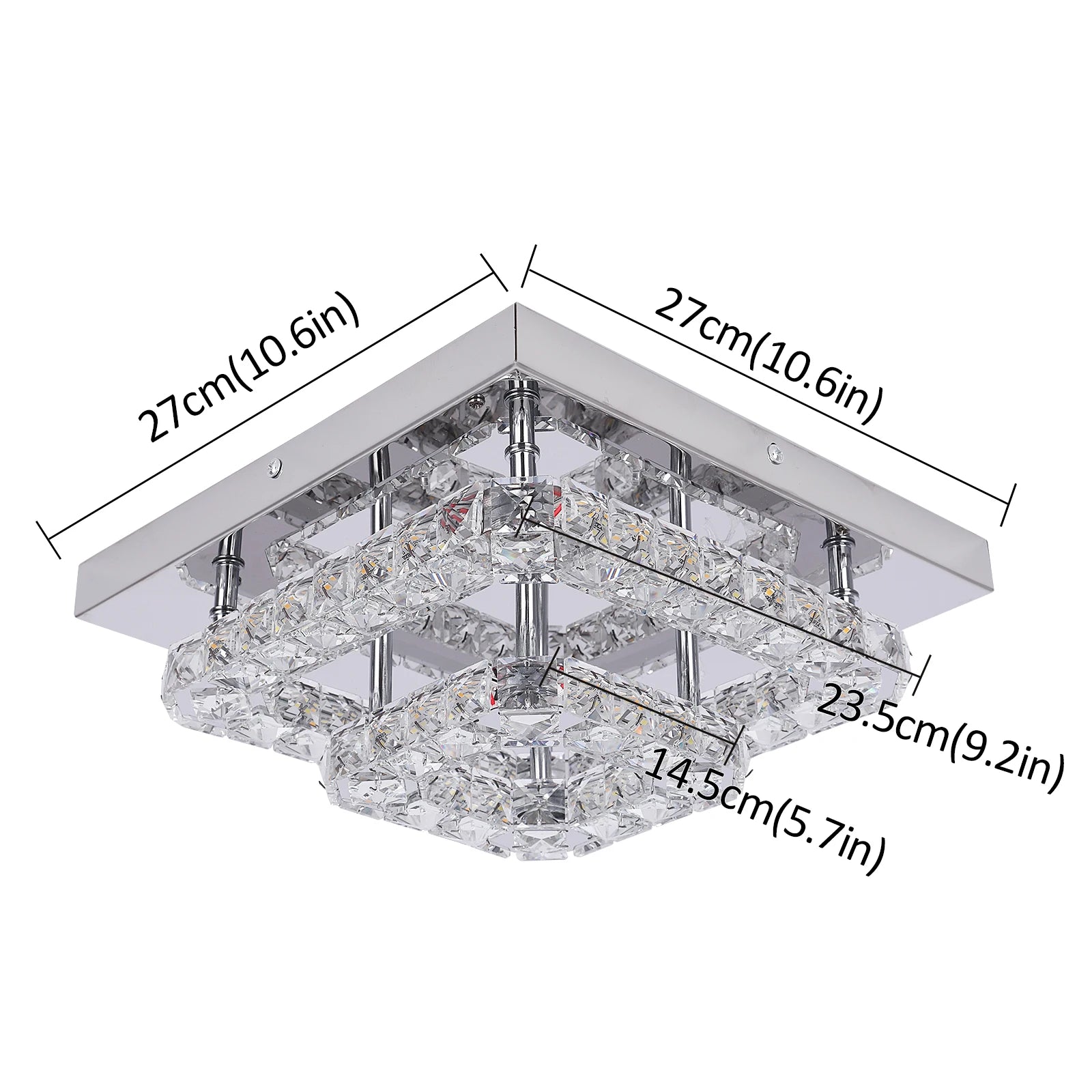 Crystal Flush Mount Ceiling Light Fixtures LED Round Square Chandelier Light Fixture Ceiling Lamp for Kitchen Hallway Foyer