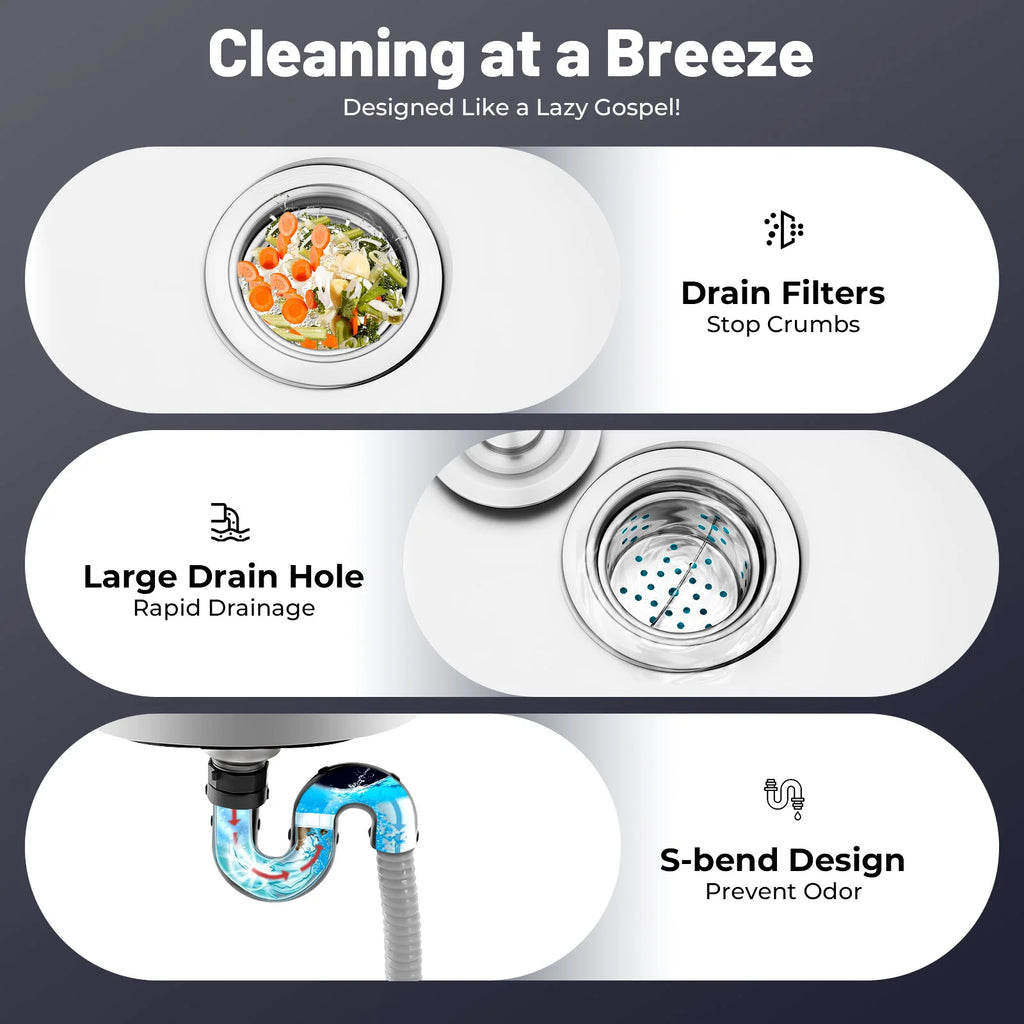 29.5*15.7*29.5in Kitchen Single Bowl Sink Free Standing Sink with Operation Countertop and Bottom Shelf 360° Adjustable Faucet