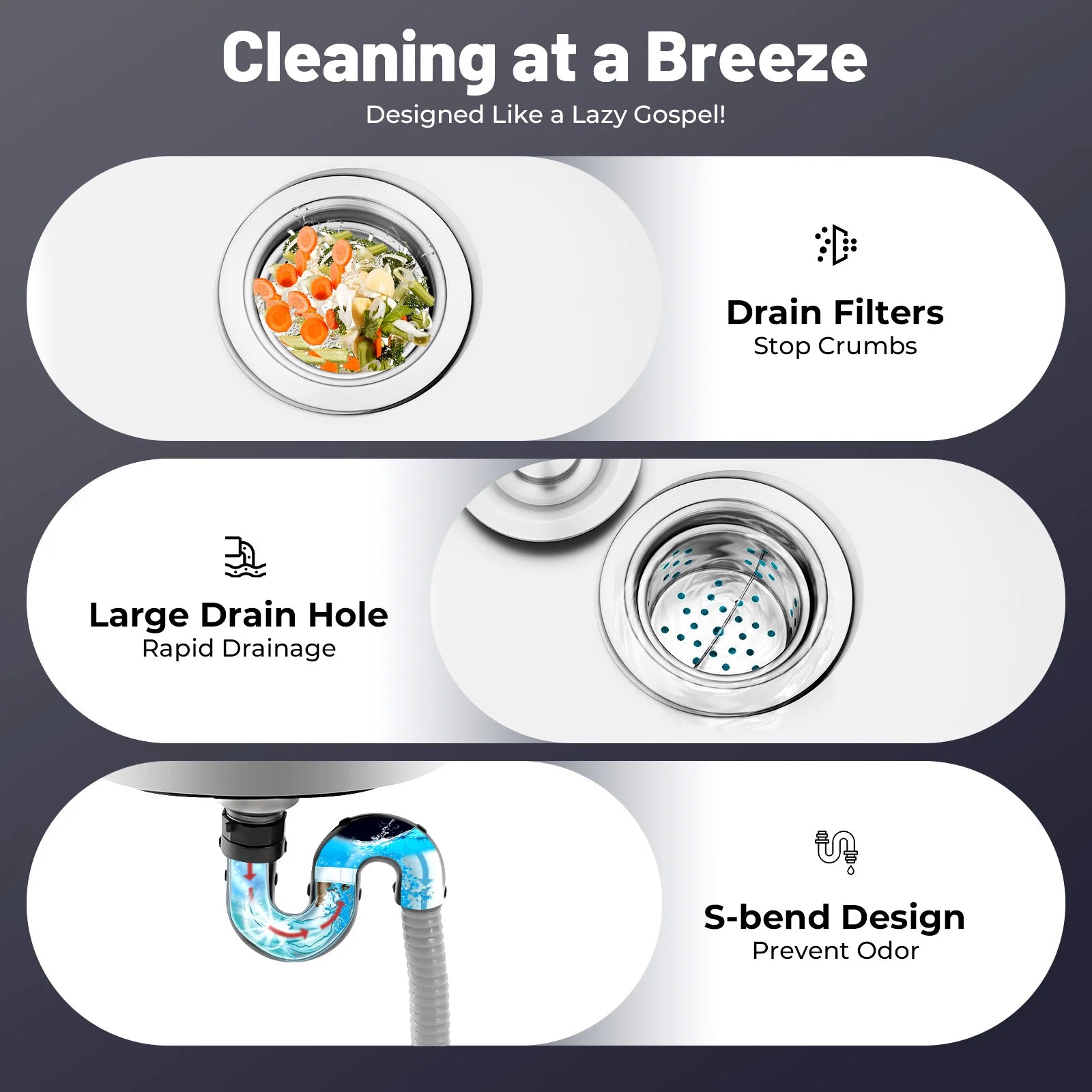 29.5*15.7*29.5in Kitchen Single Bowl Sink Free Standing Sink with Operation Countertop and Bottom Shelf 360° Adjustable Faucet