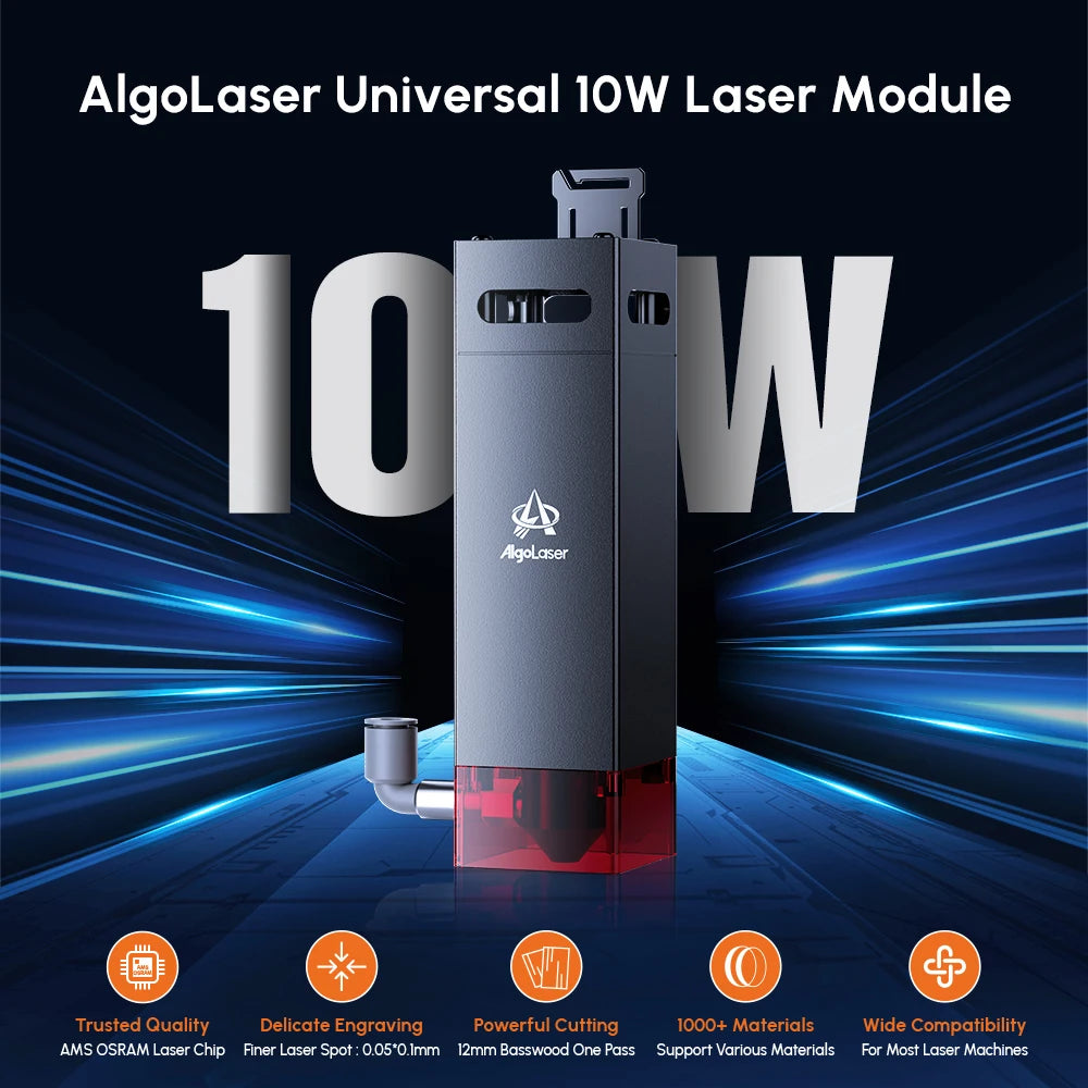 AlgoLaser 10W Optical Power Laser Engraver Module, Higher Accuracy Laser Engraver Head for Cutter & Engraver Machine