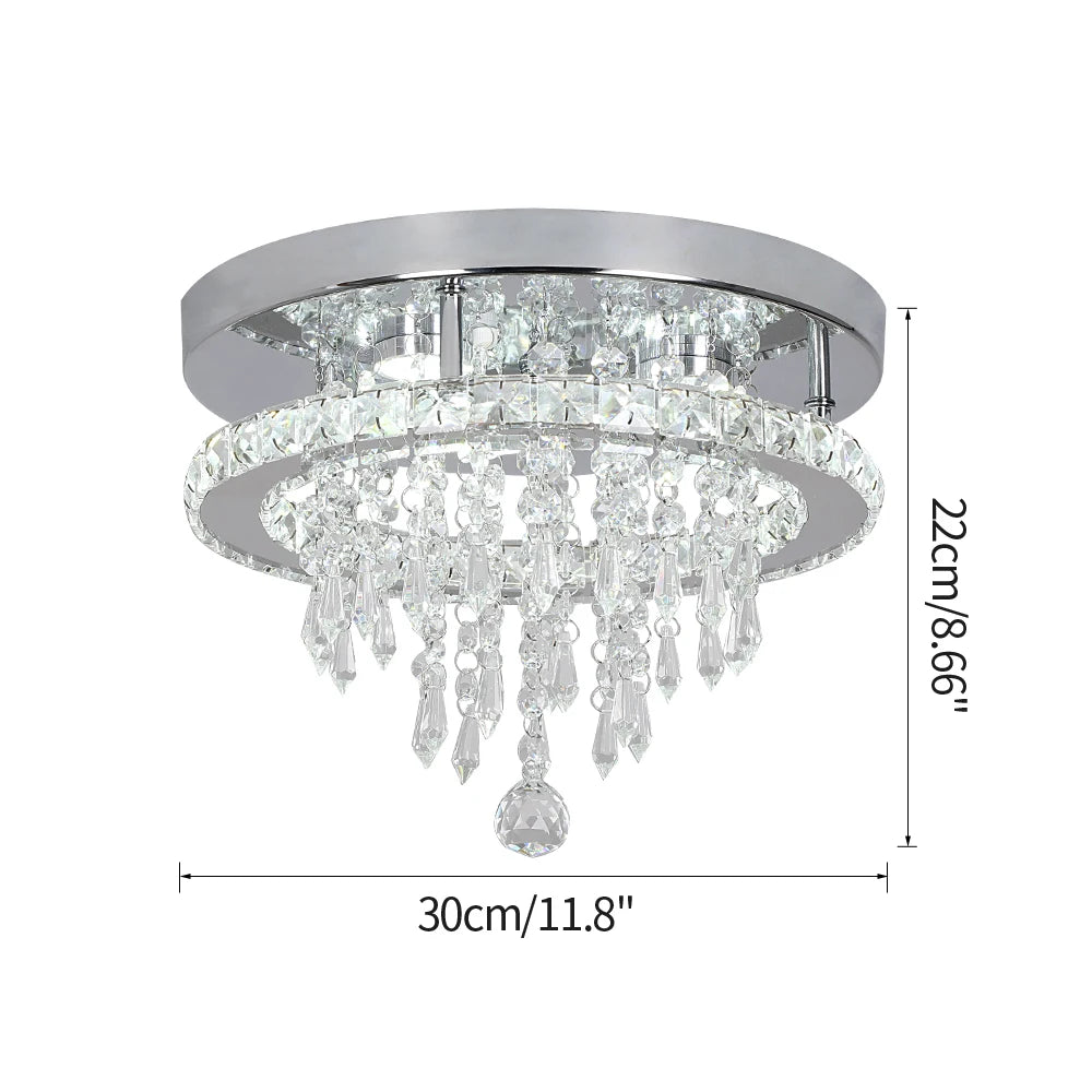 Crystal Flush Mount Ceiling Light Fixtures LED Round Square Chandelier Light Fixture Ceiling Lamp for Kitchen Hallway Foyer