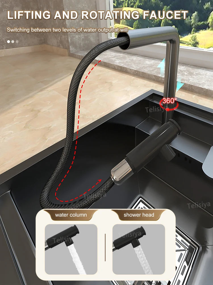 Stainless Steel Hidden Kitchen Sink With Lid Balcony Bar Apartment Small Single Slot Household Save Space Mini Wash Dish Basin