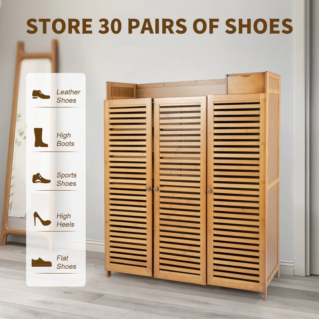 115cm Shoe Cabinet with Doors 30 Pairs Shoes Shoes Rack Home Storage Cabinet for Hall Entrance Corridor Livingroom Bedroom