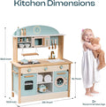 Robotime Wooden Play Kitchen Kids Kitchen Playset Washing Machine Dishwasher Toddler Kitchen Playset Gift for Boys Girls Caramel