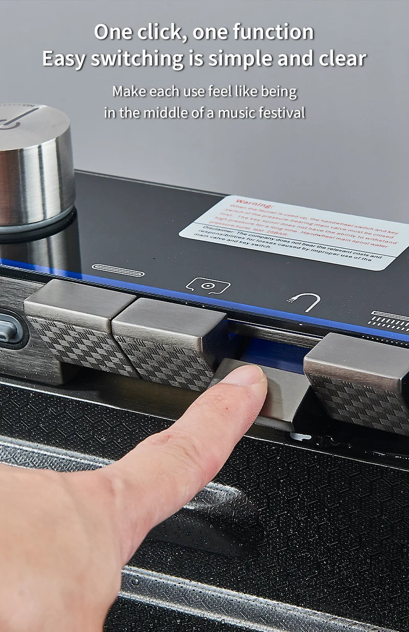 304 Stainless Steel Waterfall Kitchen Sink Large Single Slot Integrated Digital Display Faucet Set Soap Dispenser Cup Washer