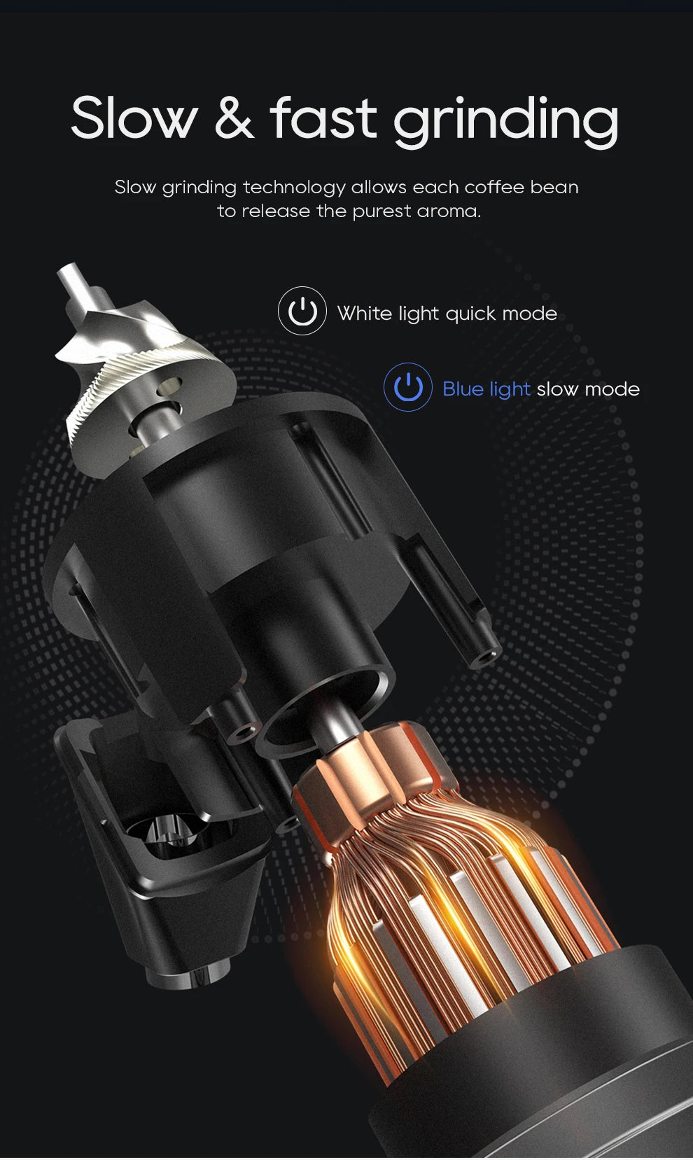 HiBREW G5 48mm Conical Burr Electric Coffee Grinder Compact Portable Coffee Bean Mill Kitchen for Espresso Turkish Coffee