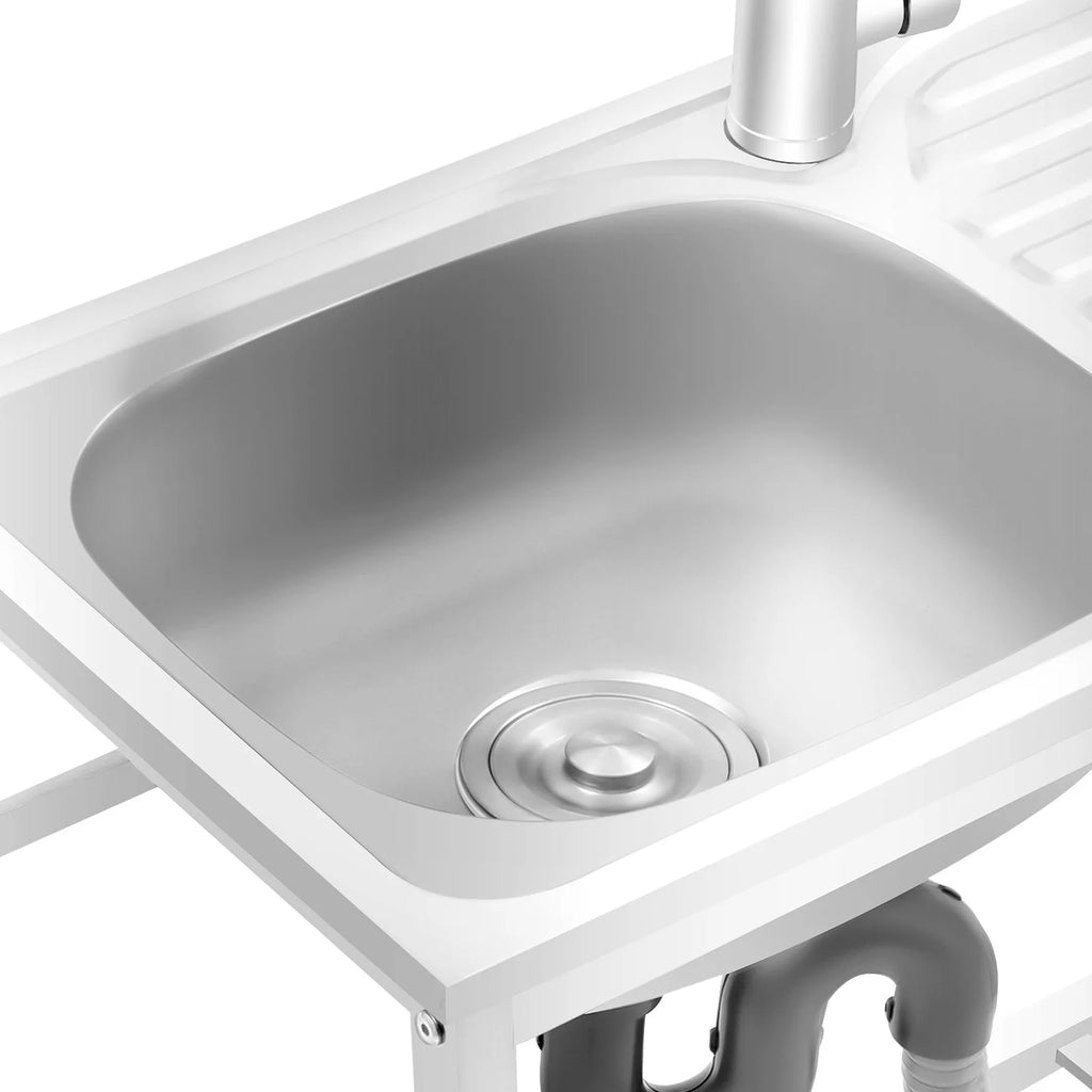 29.5*15.7*29.5in Kitchen Single Bowl Sink Free Standing Sink with Operation Countertop and Bottom Shelf 360° Adjustable Faucet