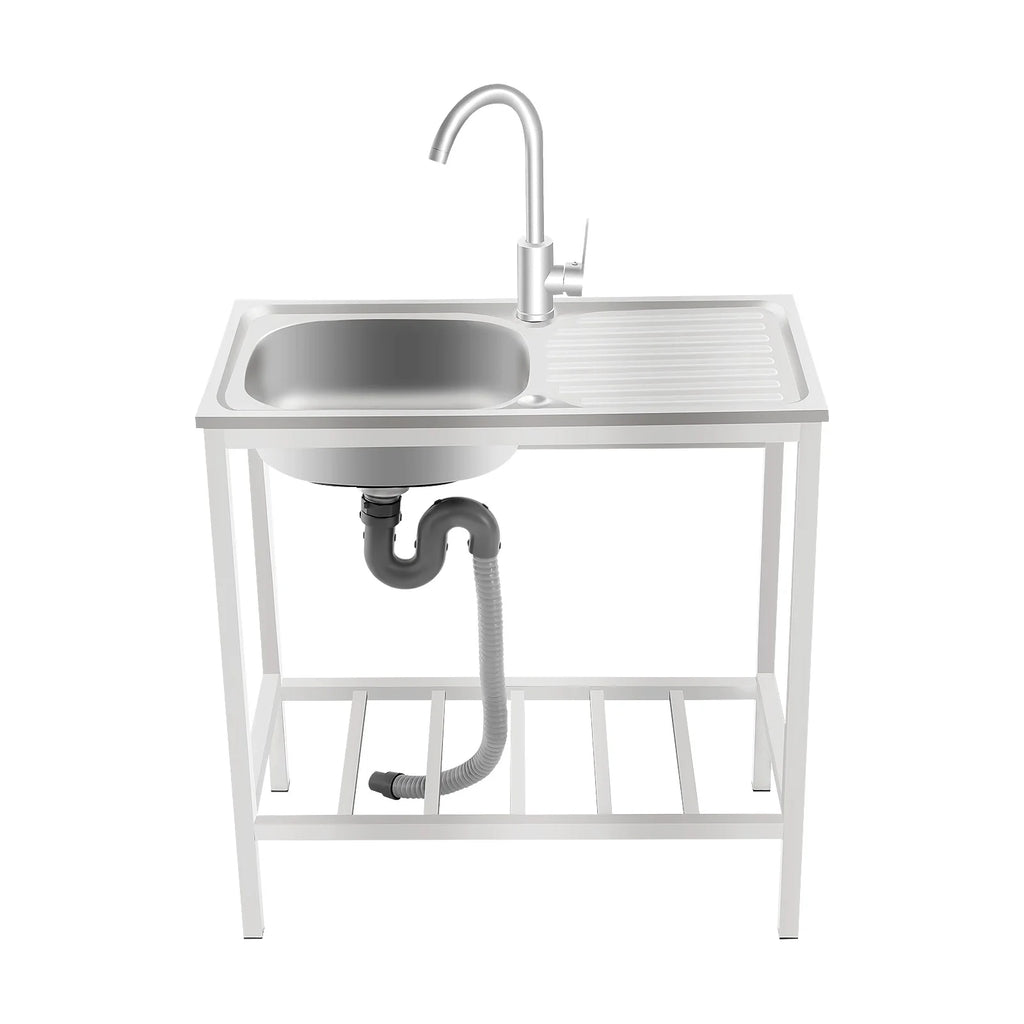 29.5*15.7*29.5in Kitchen Single Bowl Sink Free Standing Sink with Operation Countertop and Bottom Shelf 360° Adjustable Faucet