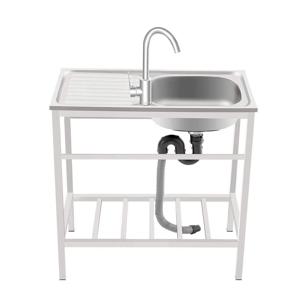 29.5*15.7*29.5in Kitchen Single Bowl Sink Free Standing Sink with Operation Countertop and Bottom Shelf 360° Adjustable Faucet