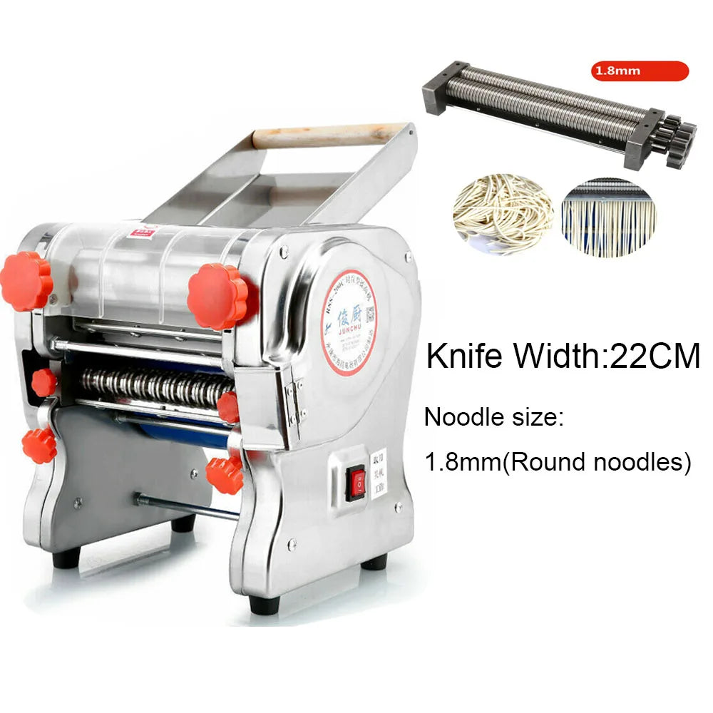 550W Electric Pasta Maker Noodle Machine Dumpling Skin Roller Steel  Full Stainless Steel Dual Knife Noodle Maker For Commercial