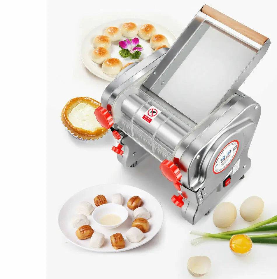 550W Electric Pasta Maker Noodle Machine Dumpling Skin Roller Steel  Full Stainless Steel Dual Knife Noodle Maker For Commercial