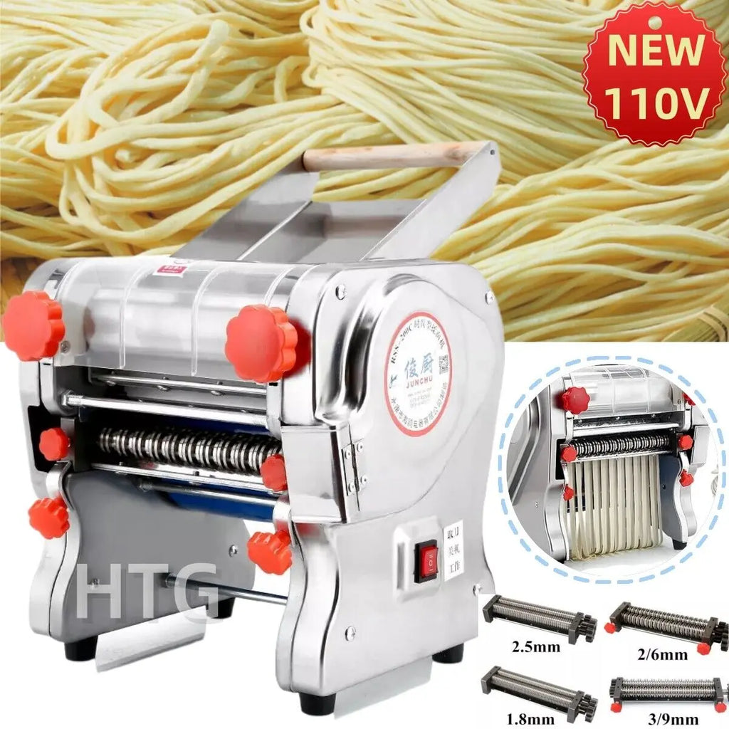 550W Electric Pasta Maker Noodle Machine Dumpling Skin Roller Steel  Full Stainless Steel Dual Knife Noodle Maker For Commercial