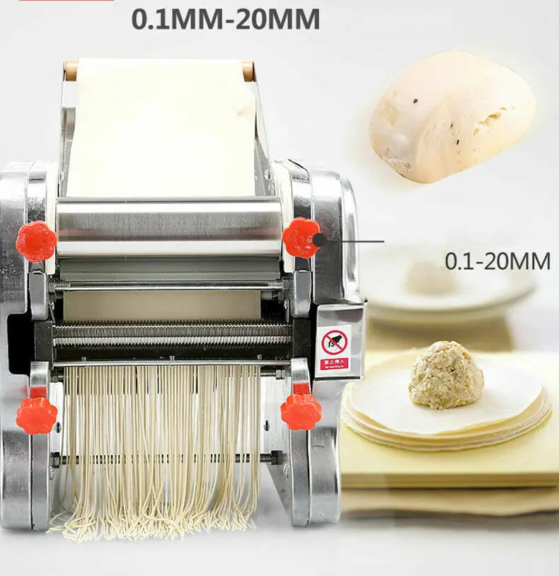 550W Electric Pasta Maker Noodle Machine Dumpling Skin Roller Steel  Full Stainless Steel Dual Knife Noodle Maker For Commercial