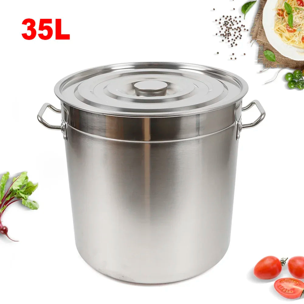 Milk Can 35L – Food-Grade Stockpot with Lid, Compatible with Induction and Gas Stoves,Thermal Insulation Design,Thickened Bottom