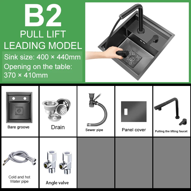 Stainless Steel Hidden Kitchen Sink With Lid Balcony Bar Apartment Small Single Slot Household Save Space Mini Wash Dish Basin