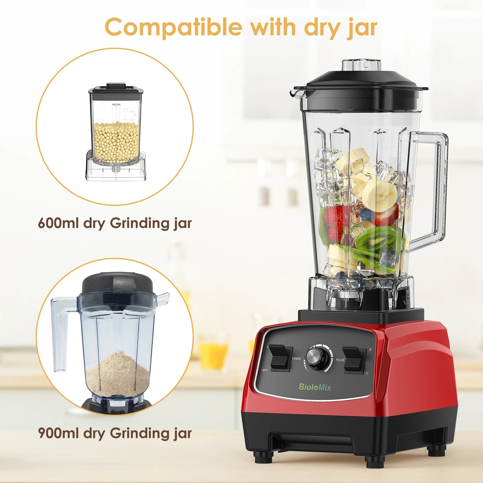 BPA Free 3HP 2200W Heavy Duty Grade Blender Mixer Juicer High Power Food Processor Ice Smoothie Bar Fruit Blender
