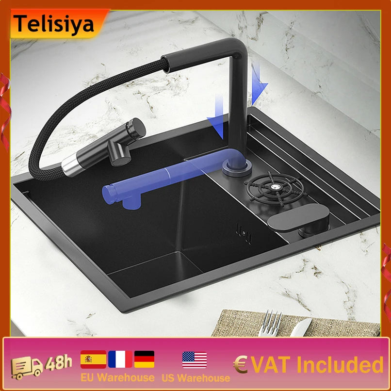 Stainless Steel Hidden Kitchen Sink With Lid Balcony Bar Apartment Small Single Slot Household Save Space Mini Wash Dish Basin