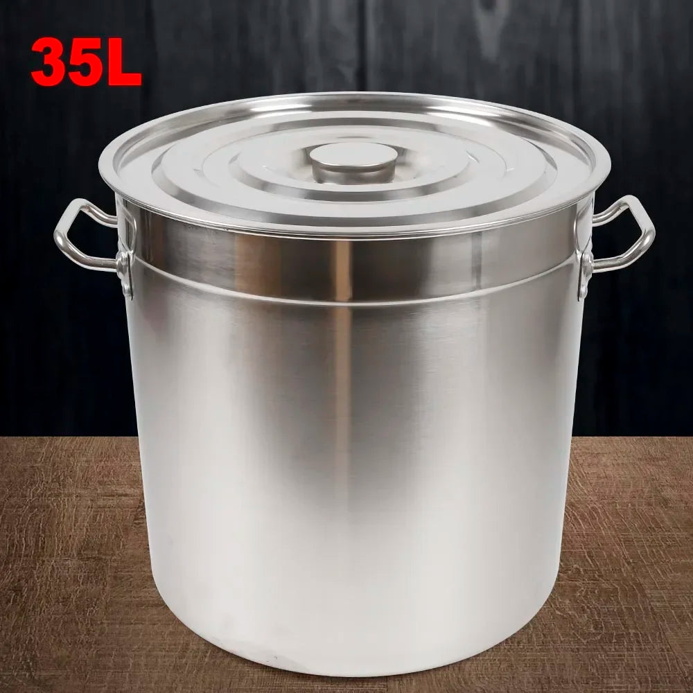 Milk Can 35L – Food-Grade Stockpot with Lid, Compatible with Induction and Gas Stoves,Thermal Insulation Design,Thickened Bottom