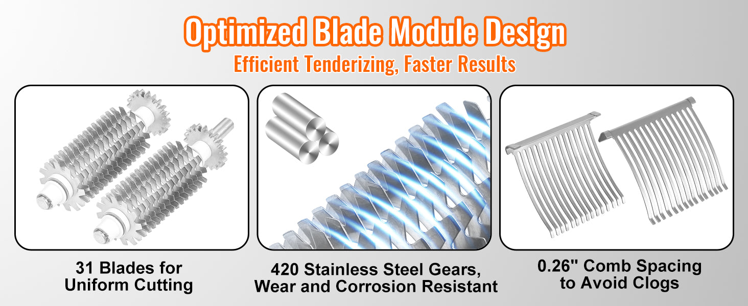 SucceBuy Commercial Meat Tenderizer Heavy Duty Stainless Steel Meat Tenderizer Machine Quick and Easy Manual Operation Kitchen