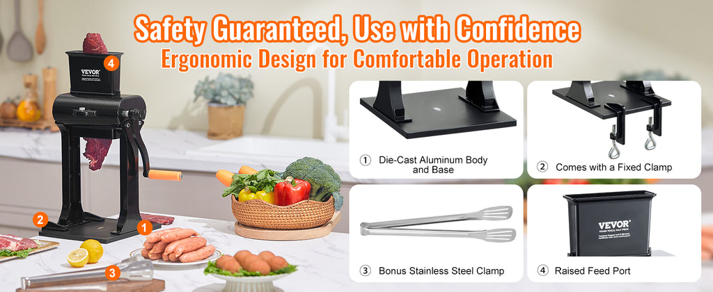 SucceBuy Commercial Meat Tenderizer Heavy Duty Stainless Steel Meat Tenderizer Machine Quick and Easy Manual Operation Kitchen