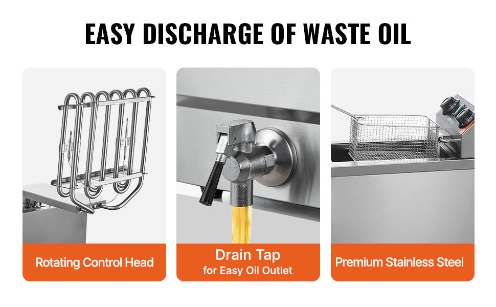 SucceBuy Commercial Deep Fryer Electric Countertop Fryer with Basket Stainless Steel Single Oil Fryer with Time & Temp Control