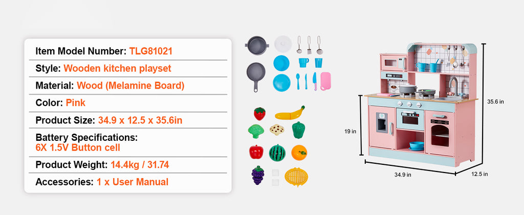 SucceBuy Pretend Play Cooking Toy for Kids Chef Playset Kitchen Accessories with Lights & Sounds for Toddles Girls Boys