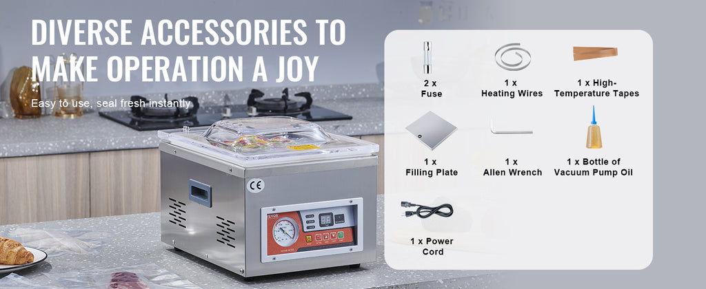 SucceBuy DZ-260A Chamber Vacuum Sealer with 15.7" Sealing Length Kitchen Vacuum Packing Machine for Home Foods Meats Marinades